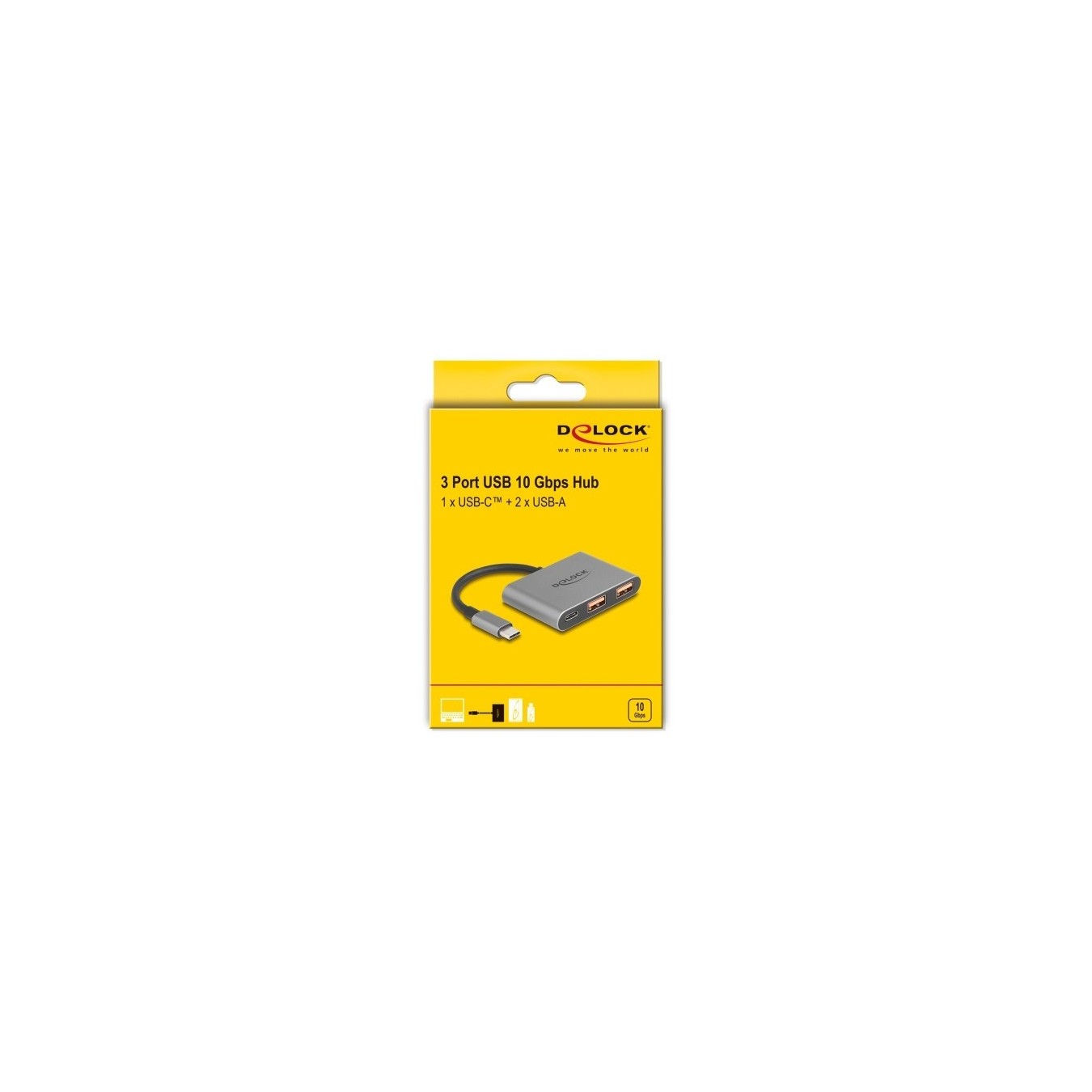 DELOCK 3-Port USB Hub 10 Gbps - (USB-C Hub, 1x USB-C + 2x USB-A) — Buy in Cyprus with Fast Delivery