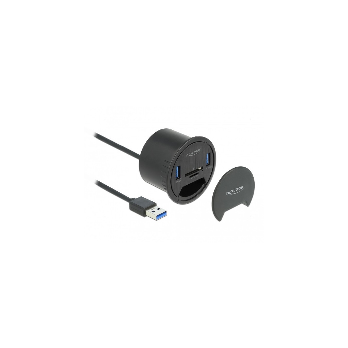 Delock 2-Port USB-A Hub with SD/microSD Card Reader - USB 3.0 Desk Dock — Buy in Cyprus with Fast Delivery