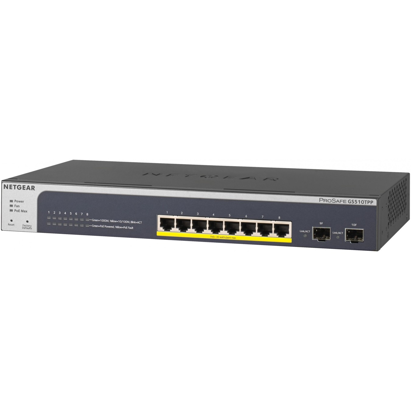 Netgear GS510TPP RM PoE+ - GS510TPP - 8-Port Gigabit PoE+ Smart Web-Managed Rackmount Switch