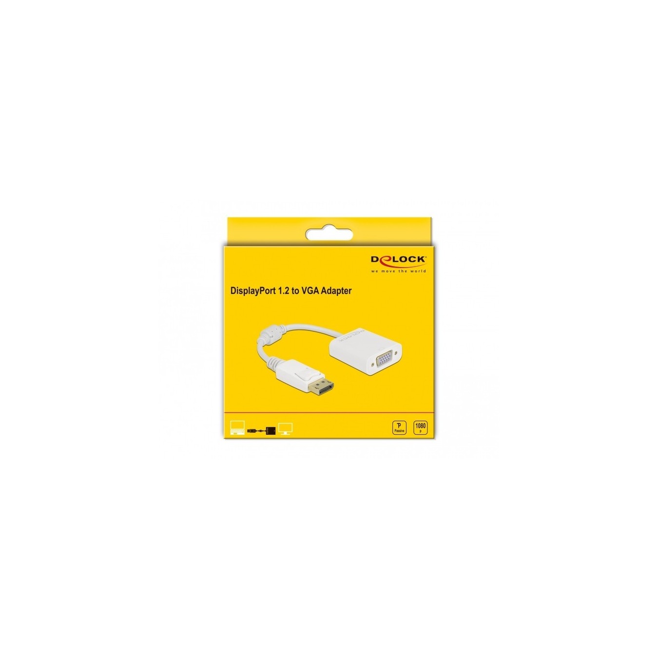 DELOCK DisplayPort 1.2 to VGA Adapter - Passive, White — Buy in Cyprus with Fast Delivery
