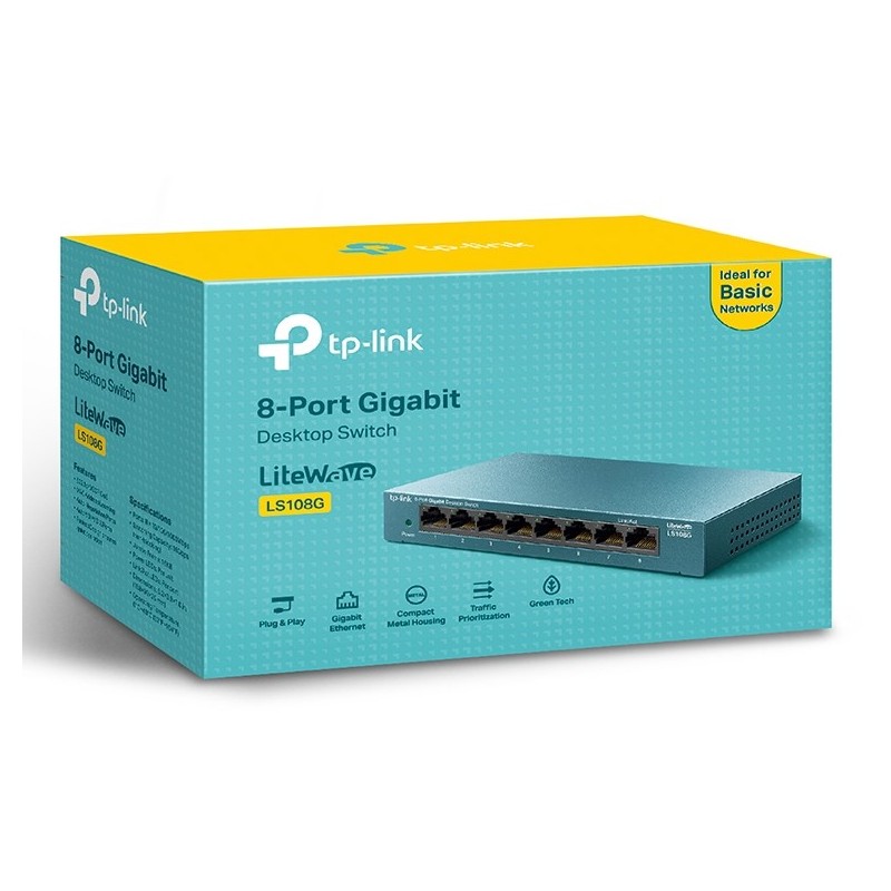 Buy 8P TP-LINK LiteWave LS108G - LS108G - Unmanaged, Fanless, 8x Gigabit in Cyprus, Nicosia, Limassol, Larnaka, Pafos