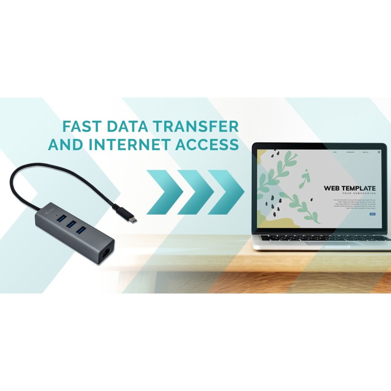 Buy D I-TEC USB-C 3-Port Hub + GLAN in Cyprus, Nicosia, Limassol, Larnaka, Pafos