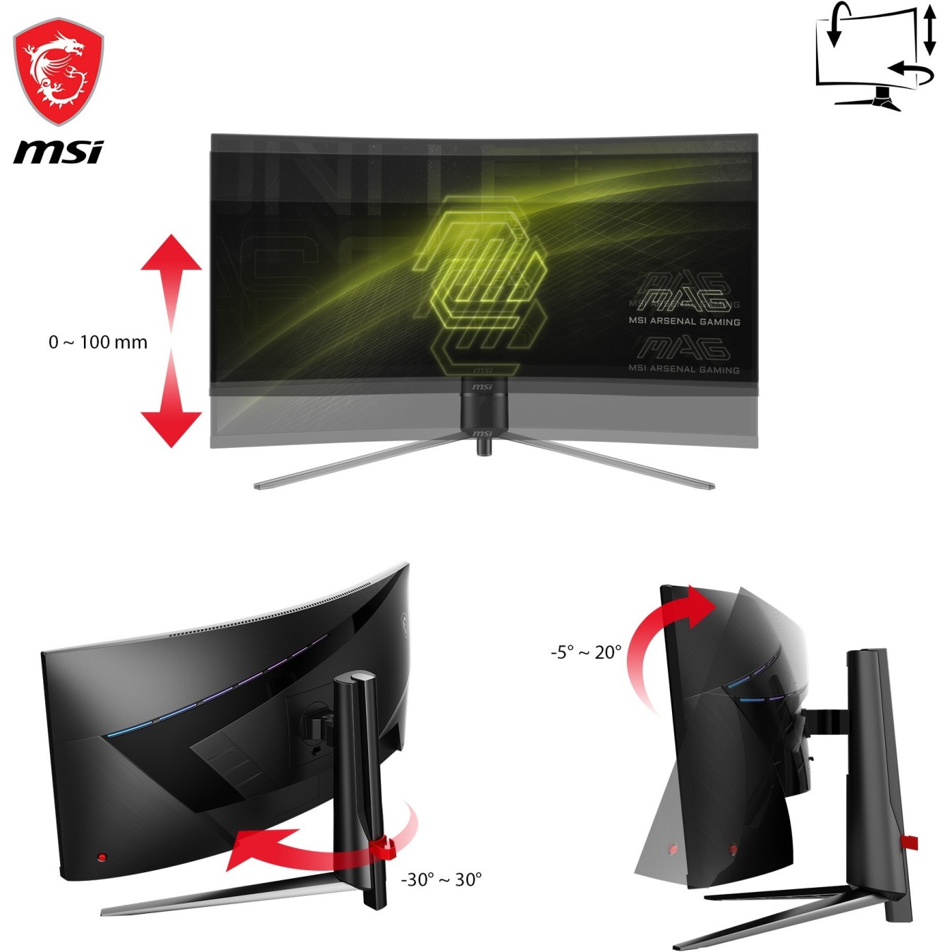 MSI MAG 345CQRDE - 34-inch UWQHD 3440x1440, 180Hz Curved Ultrawide Monitor — Buy in Cyprus with Fast Delivery