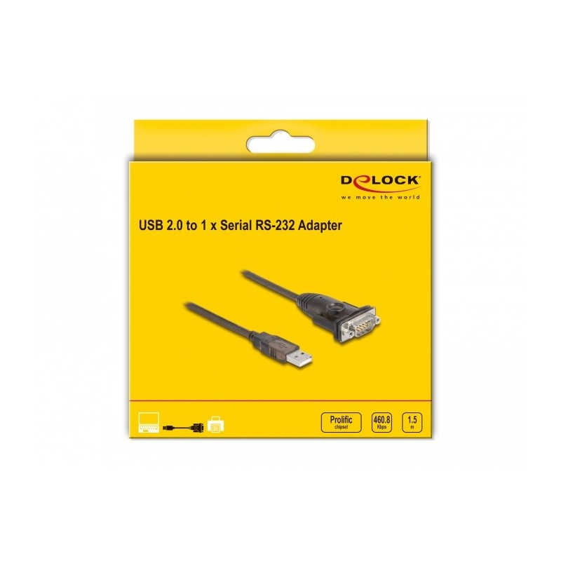 Buy Delock USB 2.0 Type-A to RS-232 DB9 Serial Adapter in Cyprus, Nicosia, Limassol, Larnaka, Pafos