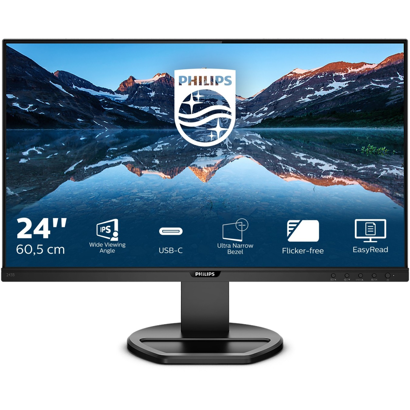 Philips 23.8-inch IPS Monitor - 243B9 - HDMI, DP, USB-C - Flat — Buy in Cyprus with Fast Delivery