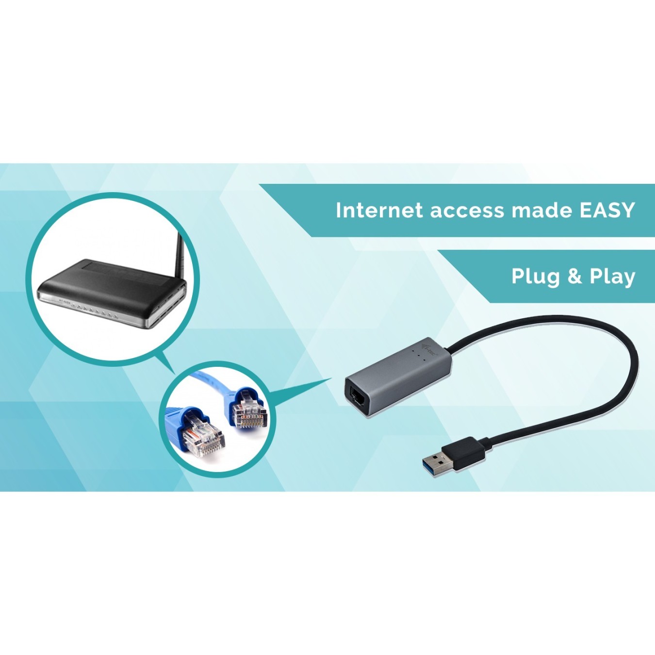D-TEC USB 3.0 Metal Gigabit Ethernet Adapter - USB 3.0 to RJ-45, LED Indicator, Notebook/Tablet/PC, Windows/macOS