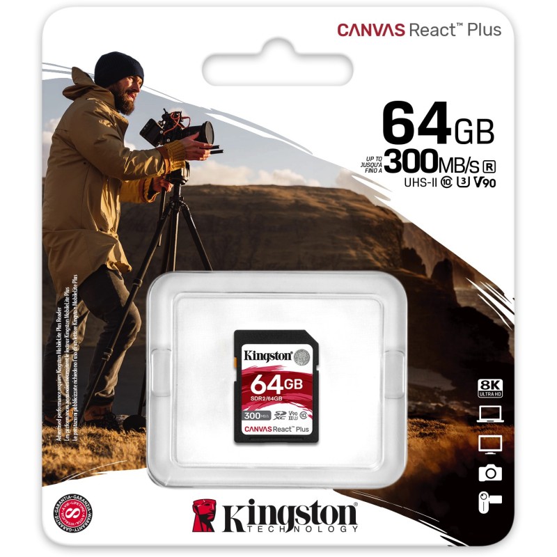 Buy Kingston Canvas React Plus SDXC 64GB - U3 300MB/s in Cyprus, Nicosia, Limassol, Larnaka, Pafos