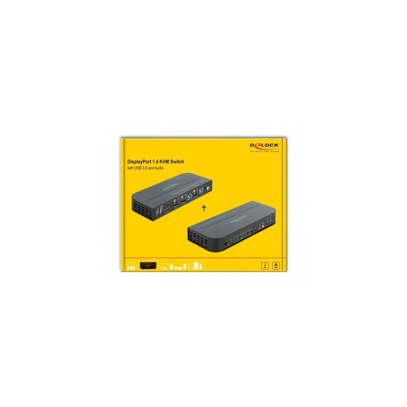 DELOCK DisplayPort 1.4 KVM Switch 8K 30Hz - USB 3.0 & Audio — Buy in Cyprus with Fast Delivery