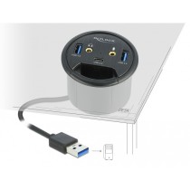 DELOCK 3-Port Desk Hub - 1x USB-C and 2x USB-A Ports + HD Audio — Buy in Cyprus with Fast Delivery