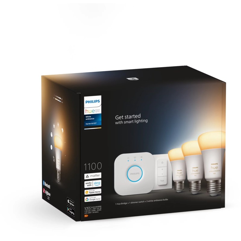 Buy Philips Hue White Ambiance E27 Starter Set - 3x800 lm, 75 W, Zigbee, Dimmable in Cyprus, Nicosia, Limassol, Larnaka, Pafos