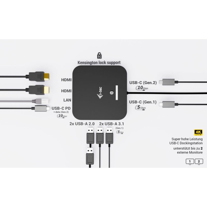 Buy I-TEC USB-C Dual HDMI Dock - 2x HDMI, 1x Gigabit LAN, 2x USB-A, 2x USB-C, US... in Cyprus, Nicosia, Limassol, Larnaka, Pafos