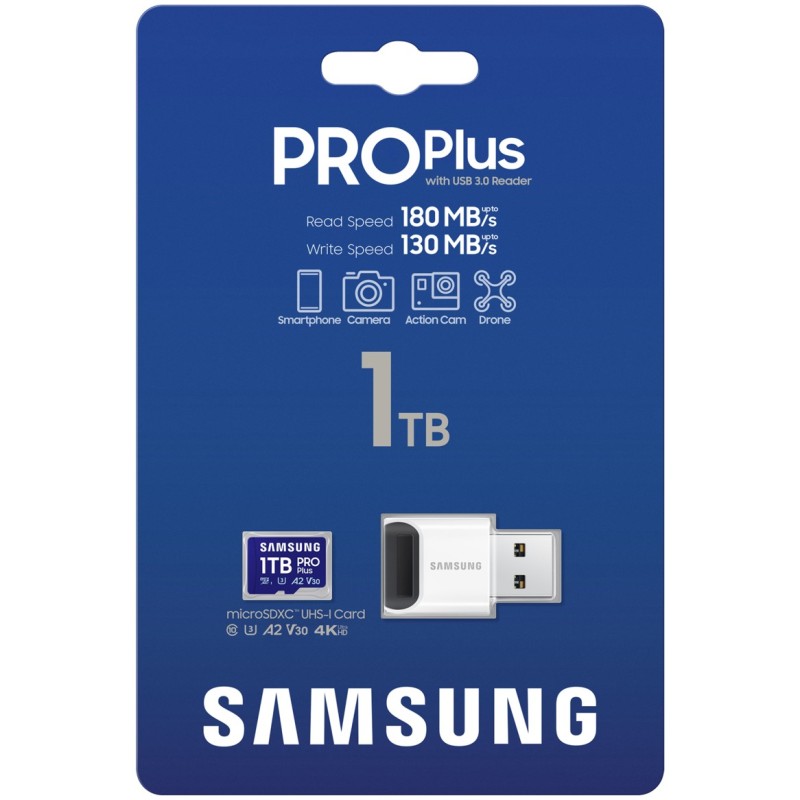 Buy CARD Micro Card 1TB Samsung SDXC PRO Plus (2024) Reader retail - 1TB microSD in Cyprus, Nicosia, Limassol, Larnaka, Pafos