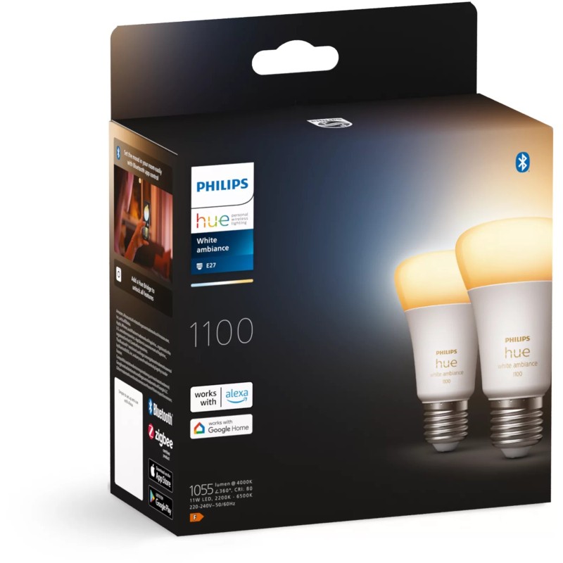 Buy Philips Hue White Ambiance E27 Doppelpack - E27, 2x800 lm, 75W equiv, 2700-6... in Cyprus, Nicosia, Limassol, Larnaka, Pafos