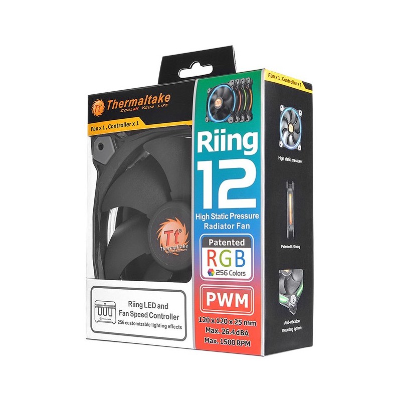 Buy 120mm Thermaltake Riing 12 LED RGB - Riing 12 LED RGB - ARGB 5V RGB lighting in Cyprus, Nicosia, Limassol, Larnaka, Pafos