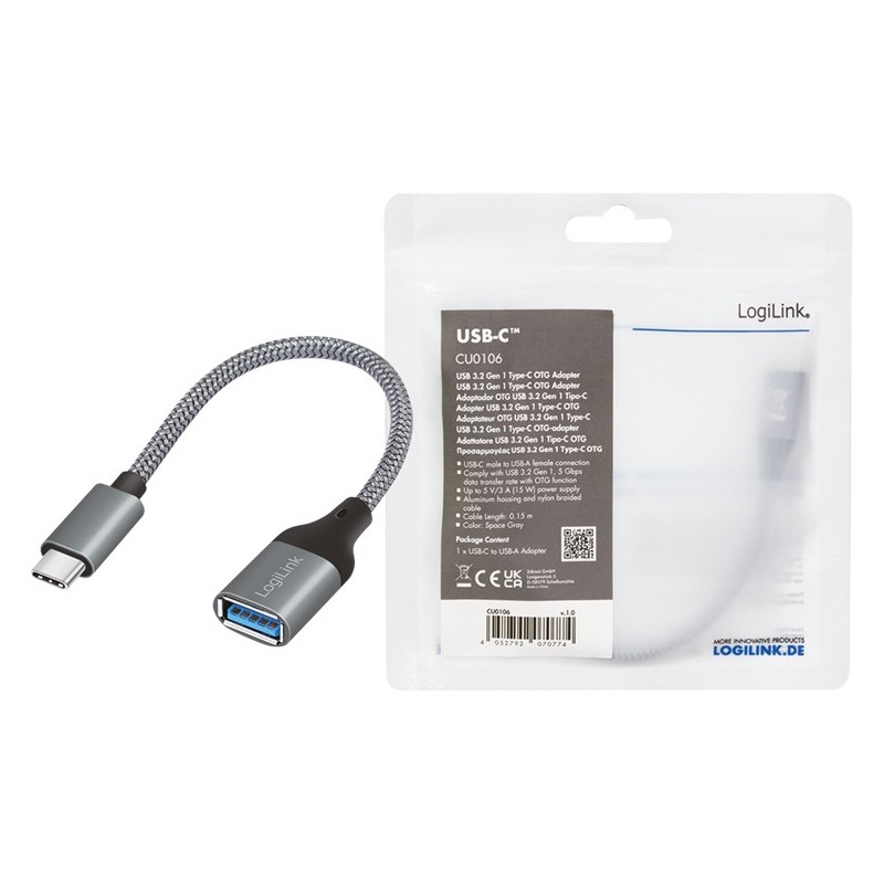 Buy LogiLink USB-C to USB 3.2 Adapter - ST-BU - Gray, 0.15 m in Cyprus, Nicosia, Limassol, Larnaka, Pafos