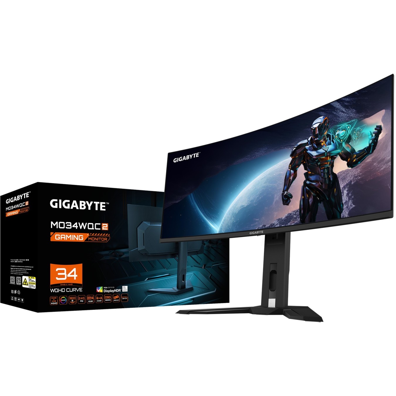 GIGABYTE MO34WQC2 - OLED Ultrawide Gaming Monitor, 34 inch, 3440x1440, 240Hz, HDMI 2.1, DP1.4, USB-C