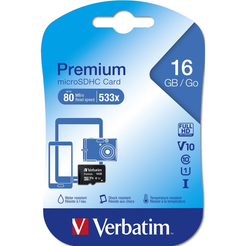 Buy CARD 16GB Verbatim Premium MicroHC 80MB/s - MicroSDHC Card in Cyprus, Nicosia, Limassol, Larnaka, Pafos