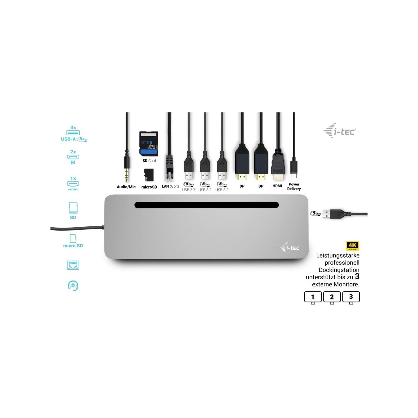 D I-TEC USB-C ERGO DOCK + CHARGER - USB-C Dock, PD charging, Multi-Display Ready — Buy in Cyprus with Fast Delivery