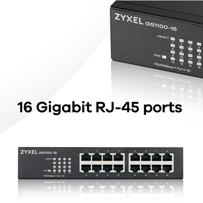 Buy 16P Zyxel GS1100-16 V3 RM - GS1100-16 V3 RM - 16-port Gigabit rack-mount switch in Cyprus, Nicosia, Limassol, Larnaka, Pafos