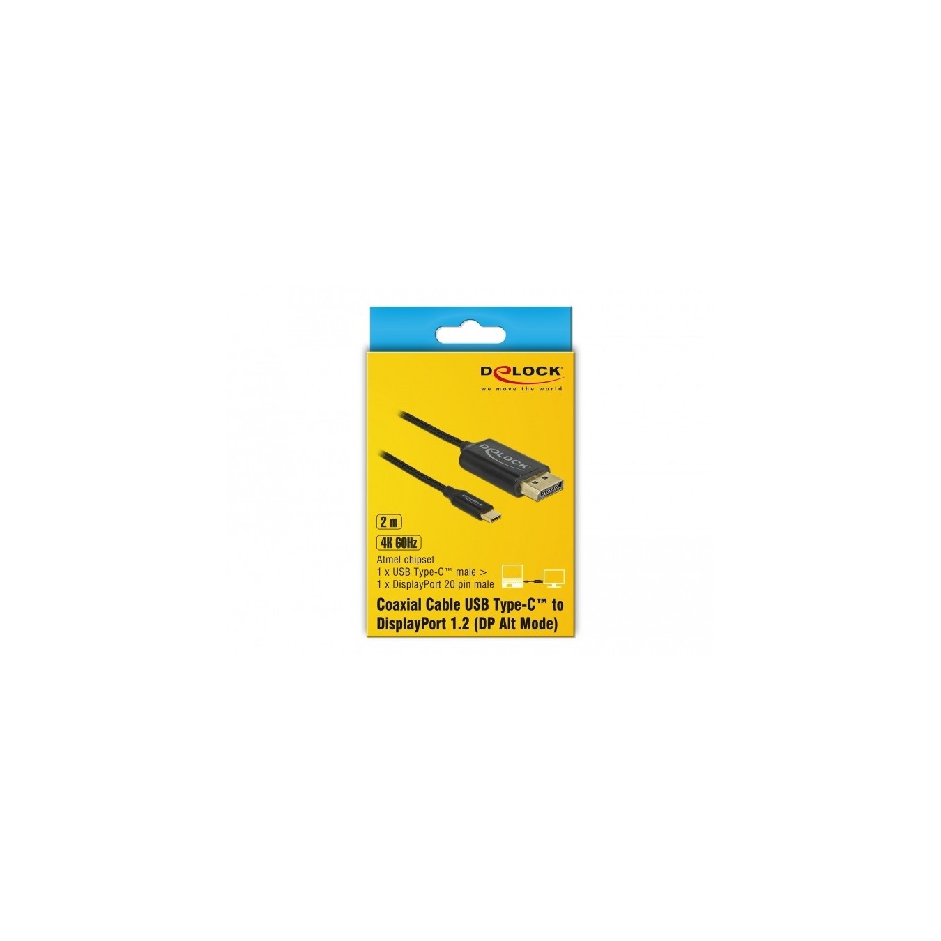DELOCK USB-C to DisplayPort Cable DP Alt Mode 4K 60Hz 2m coaxial — Buy in Cyprus with Fast Delivery