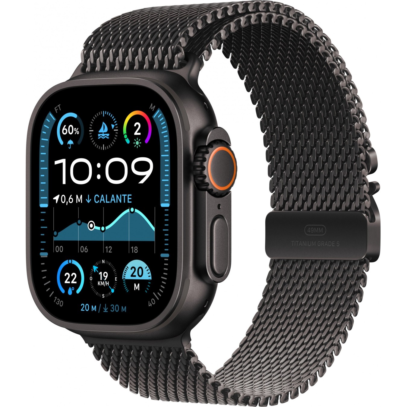 Apple Watch Ultra 2 GPS + Cellular 49mm Black Titanium Case with Black Titanium Milanese Loop - Size S