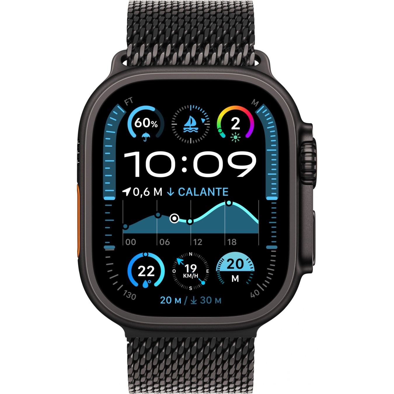 Apple Watch Ultra 2 GPS + Cellular 49mm Black Titanium Case with Black Titanium Milanese Loop - Size S