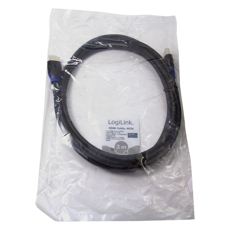 Buy Logilink HDMI Cable Ethernet High Speed - 4K2K 60Hz - 3.0 m Black in Cyprus, Nicosia, Limassol, Larnaka, Pafos