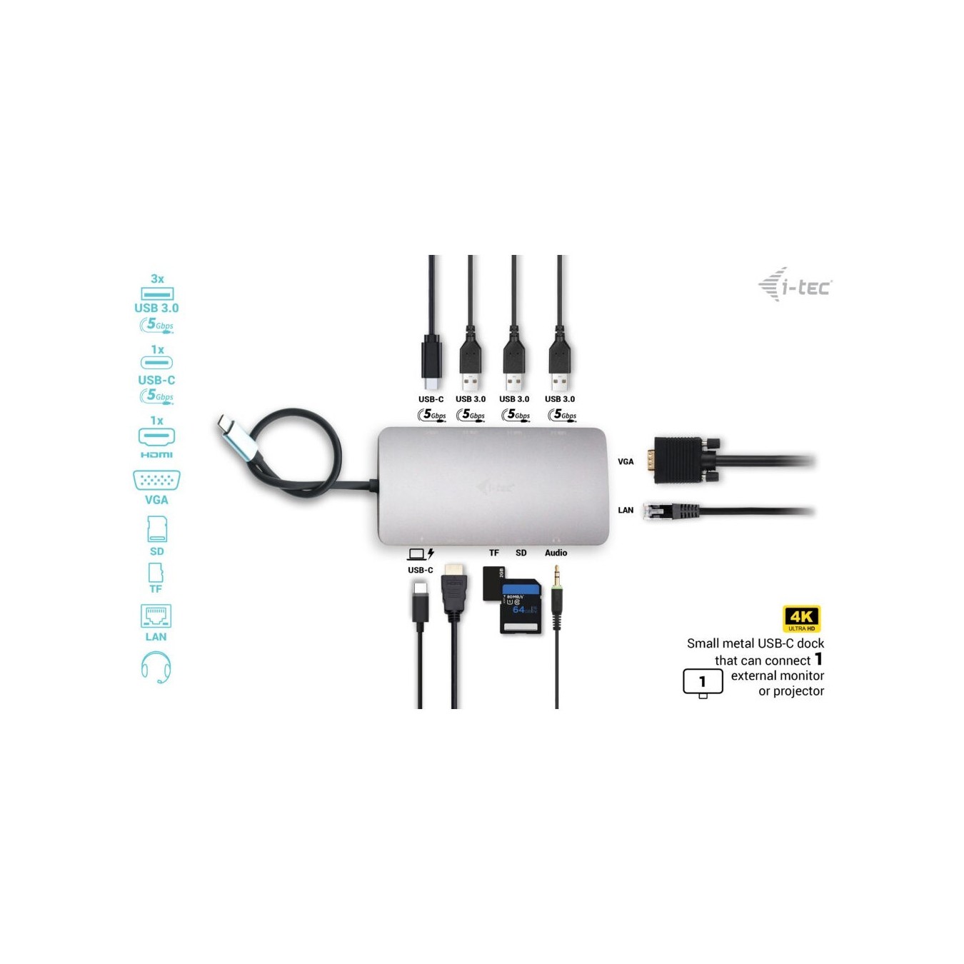 D I-TEC USB-C NANO DOCK HDMI VGA - Compact Dock — Buy in Cyprus with Fast Delivery