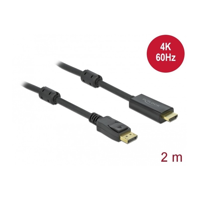 Buy DELOCK Active DisplayPort 1.2 to HDMI Cable 4K 60Hz 2m in Cyprus, Nicosia, Limassol, Larnaka, Pafos