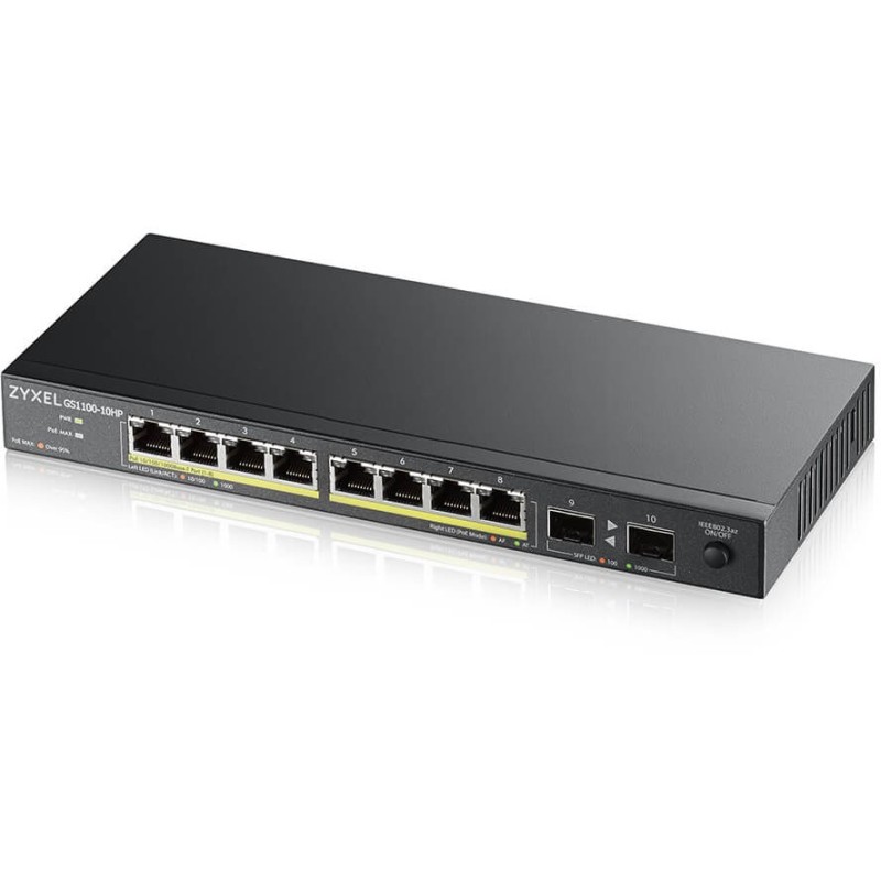Buy 8+2P Zyxel GS1100-10HPV2 - GS1100-10HPV2 - 10-Port Gigabit PoE Smart Switch in Cyprus, Nicosia, Limassol, Larnaka, Pafos