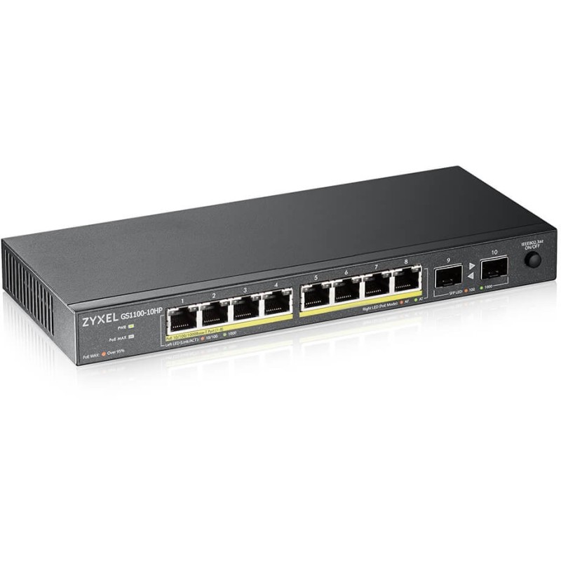 Buy 8+2P Zyxel GS1100-10HPV2 - GS1100-10HPV2 - 10-Port Gigabit PoE Smart Switch in Cyprus, Nicosia, Limassol, Larnaka, Pafos
