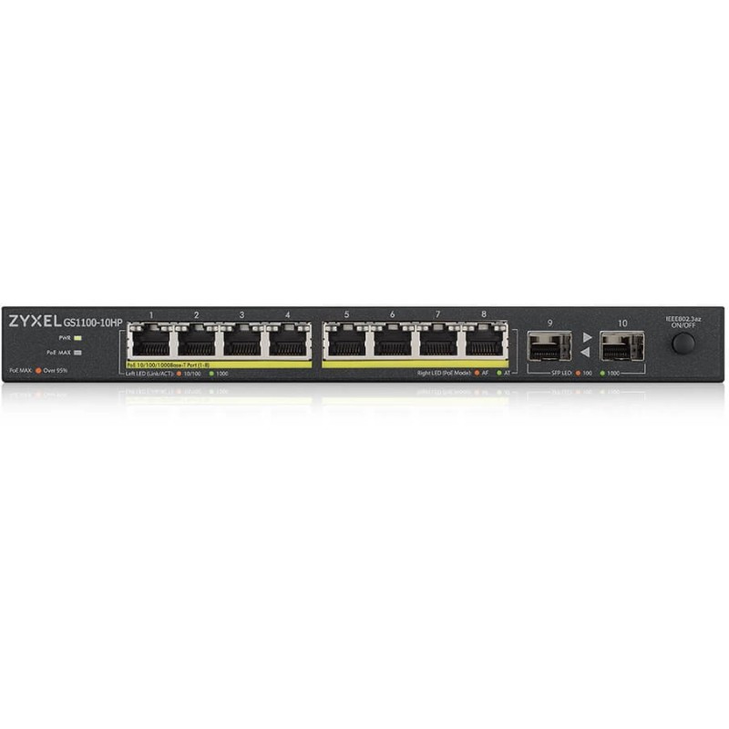 Buy 8+2P Zyxel GS1100-10HPV2 - GS1100-10HPV2 - 10-Port Gigabit PoE Smart Switch in Cyprus, Nicosia, Limassol, Larnaka, Pafos