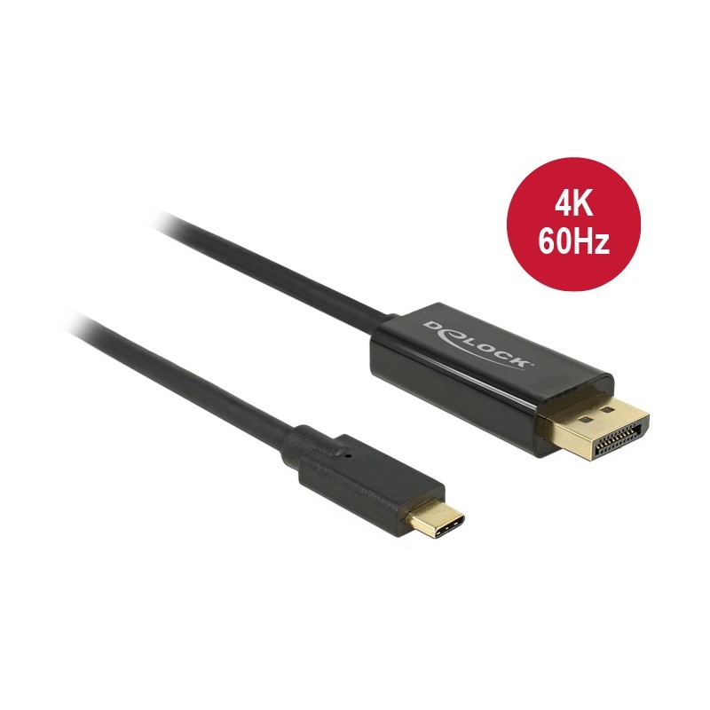 Buy DeLock DisplayPort 1.2 to USB-C Adapter Cable - 2m - 4K 60Hz - Black in Cyprus, Nicosia, Limassol, Larnaka, Pafos