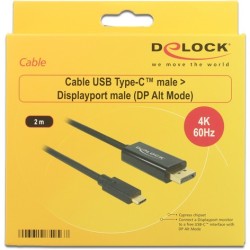 Buy DeLock DisplayPort 1.2 to USB-C Adapter Cable - 2m - 4K 60Hz - Black in Cyprus, Nicosia, Limassol, Larnaka, Pafos