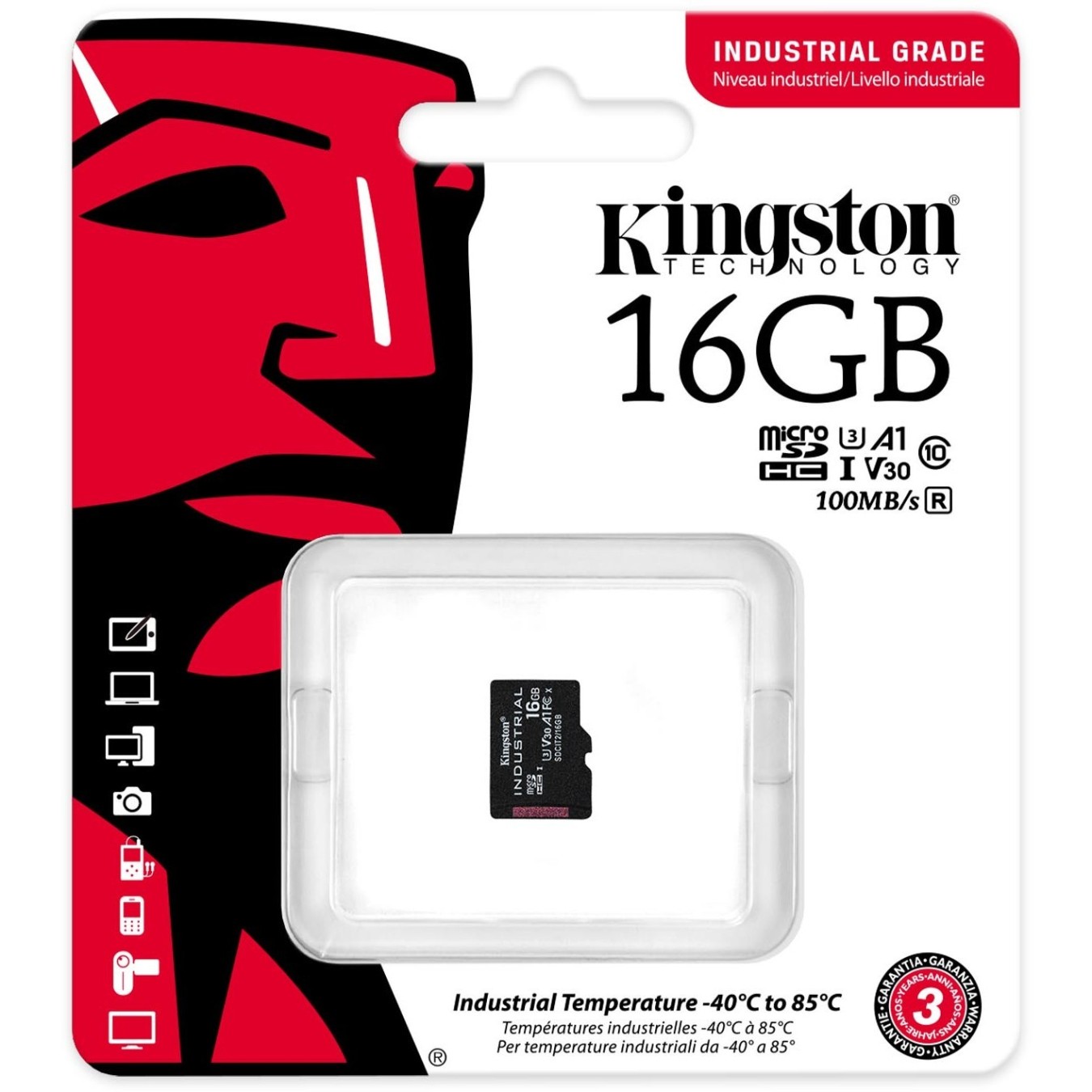Kingston microSDHC Industrial Card 16GB pSLC - Single Pack with Adapter — Buy in Cyprus with Fast Delivery