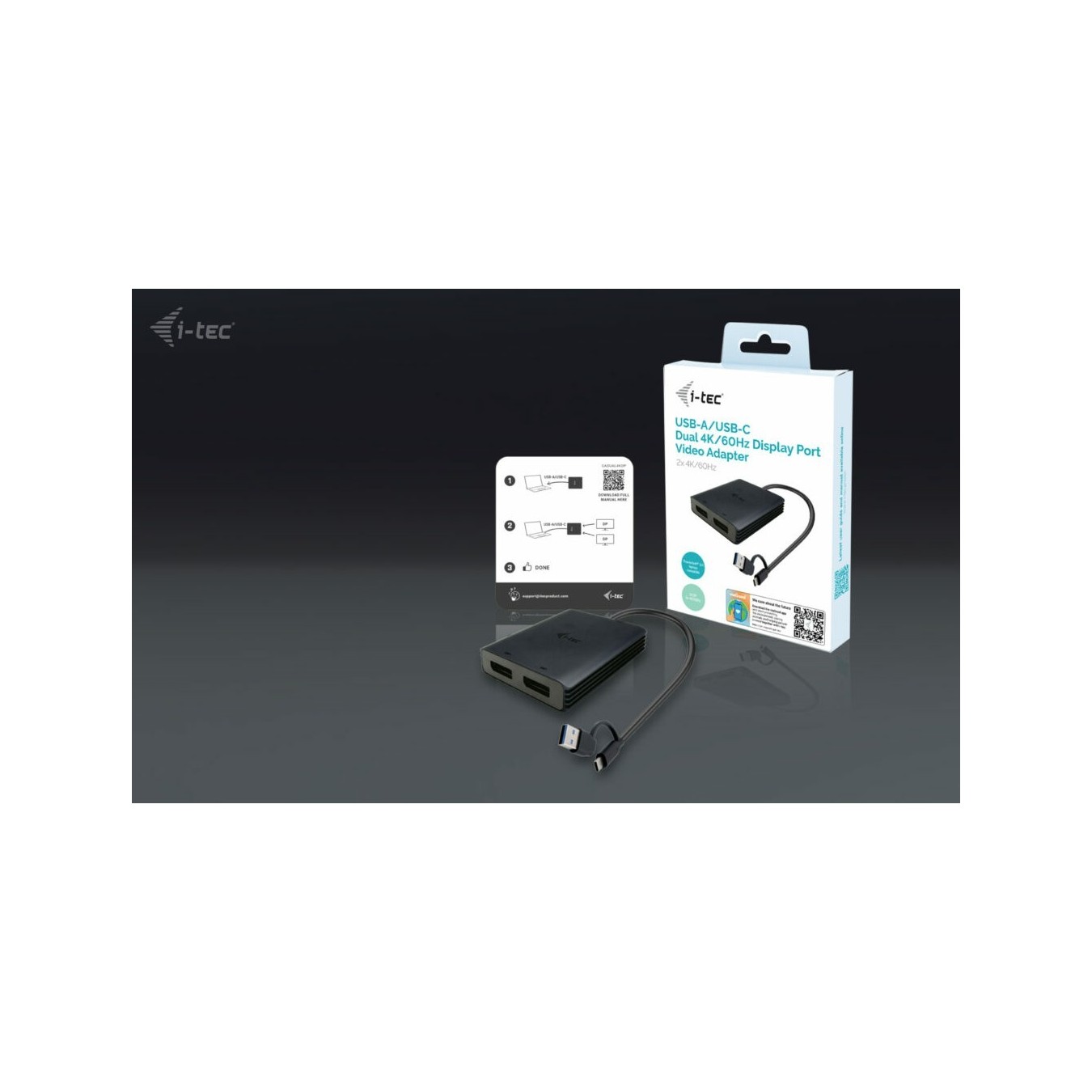 I-TEC USB-C to DP Dual Adapter - (2x DisplayPort outputs) — Buy in Cyprus with Fast Delivery