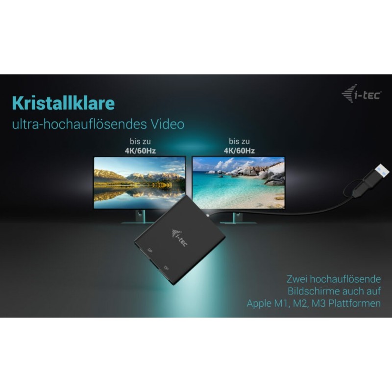 Buy I-TEC USB-C to DP Dual Adapter - (2x DisplayPort outputs) in Cyprus, Nicosia, Limassol, Larnaka, Pafos