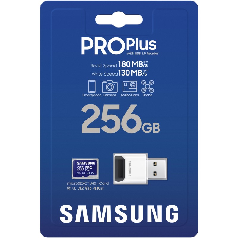 Buy Samsung PRO Plus microSDXC 256GB + USB card reader - 180 MB/s in Cyprus, Nicosia, Limassol, Larnaka, Pafos