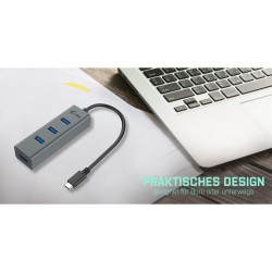 Buy D I-TEC USB-C METAL 4-PORT HUB - USB-C Upstream, Aluminum Body in Cyprus, Nicosia, Limassol, Larnaka, Pafos