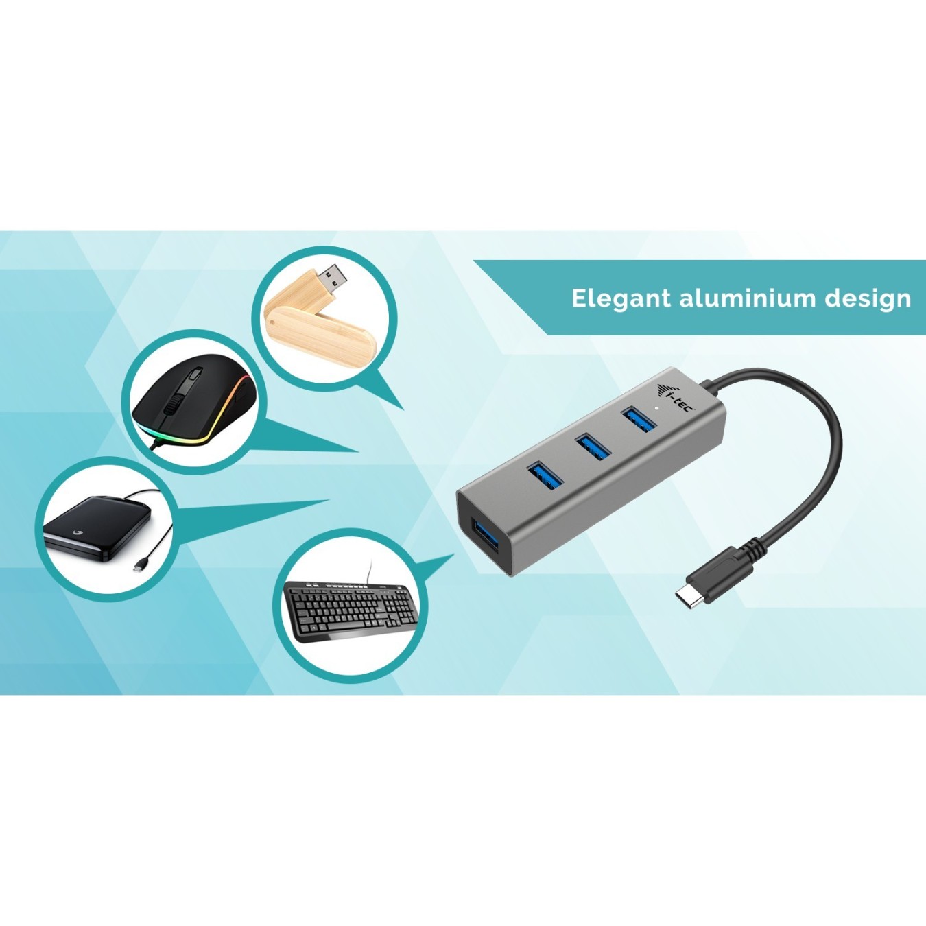 D I-TEC USB-C METAL 4-PORT HUB - USB-C Upstream, Aluminum Body — Buy in Cyprus with Fast Delivery