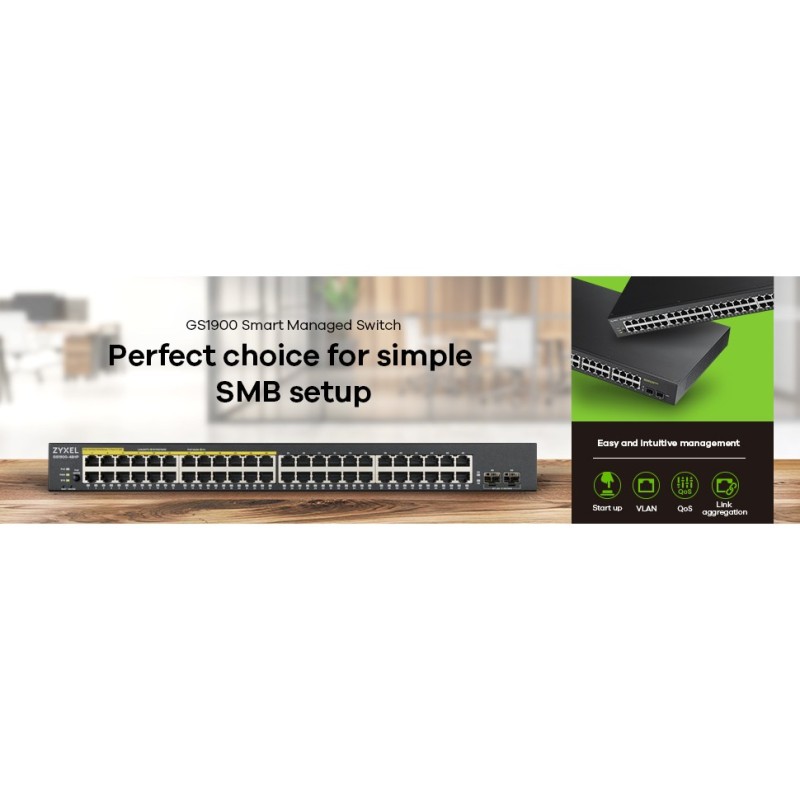 Buy Zyxel GS1900-48 V2 M RM - GS1900-48 V2 - 48-Port Gigabit Smart Web-managed R... in Cyprus, Nicosia, Limassol, Larnaka, Pafos