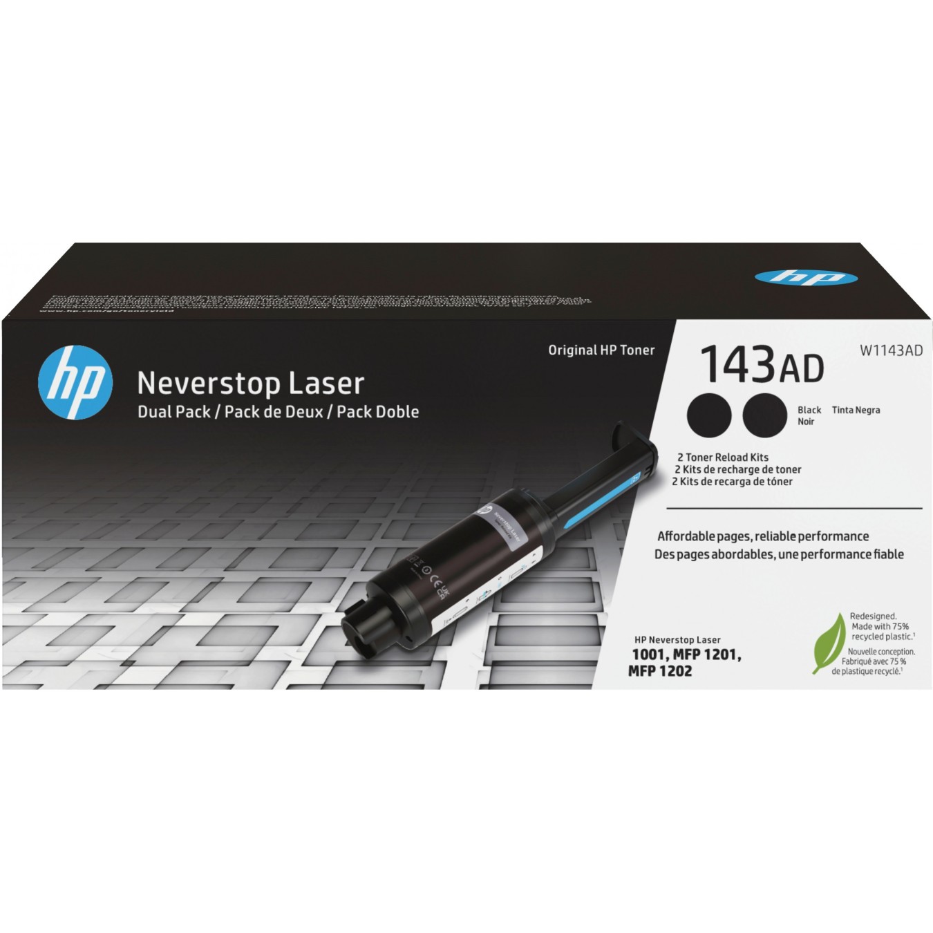 HP Neverstop Toner Reload Kit 2-Pack - 143AD - Black — Buy in Cyprus with Fast Delivery