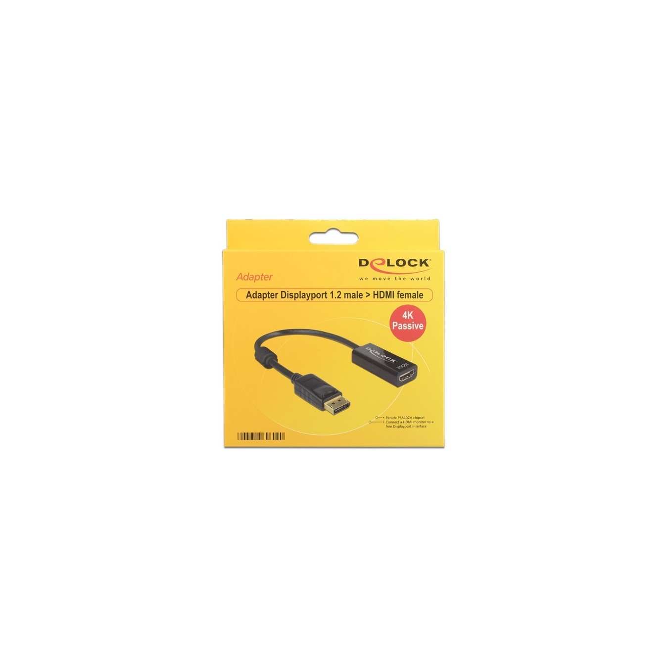 DELOCK DisplayPort 1.2 to HDMI Female Adapter Cable - Black - 4K Passive — Buy in Cyprus with Fast Delivery