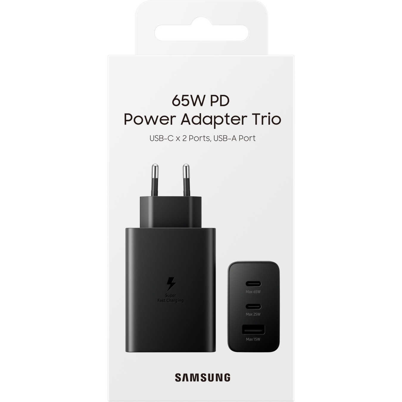 Samsung Power Adapter Trio 65W - Black (3 Ports, USB-C PD) — Buy in Cyprus with Fast Delivery