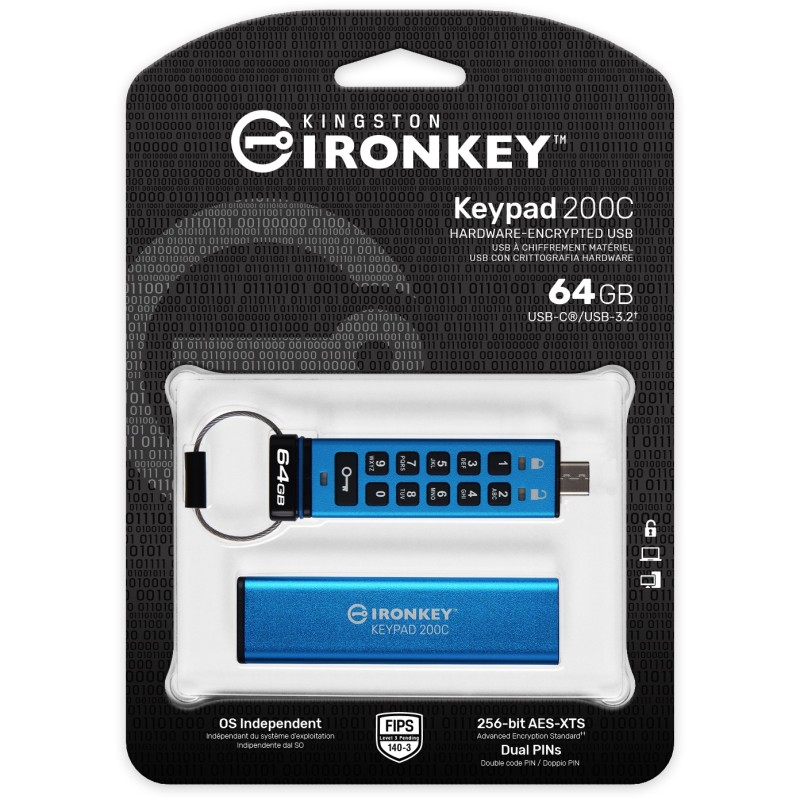 Buy Kingston IronKey Keypad - 200C - 64GB, AES-256, USB-C in Cyprus, Nicosia, Limassol, Larnaka, Pafos