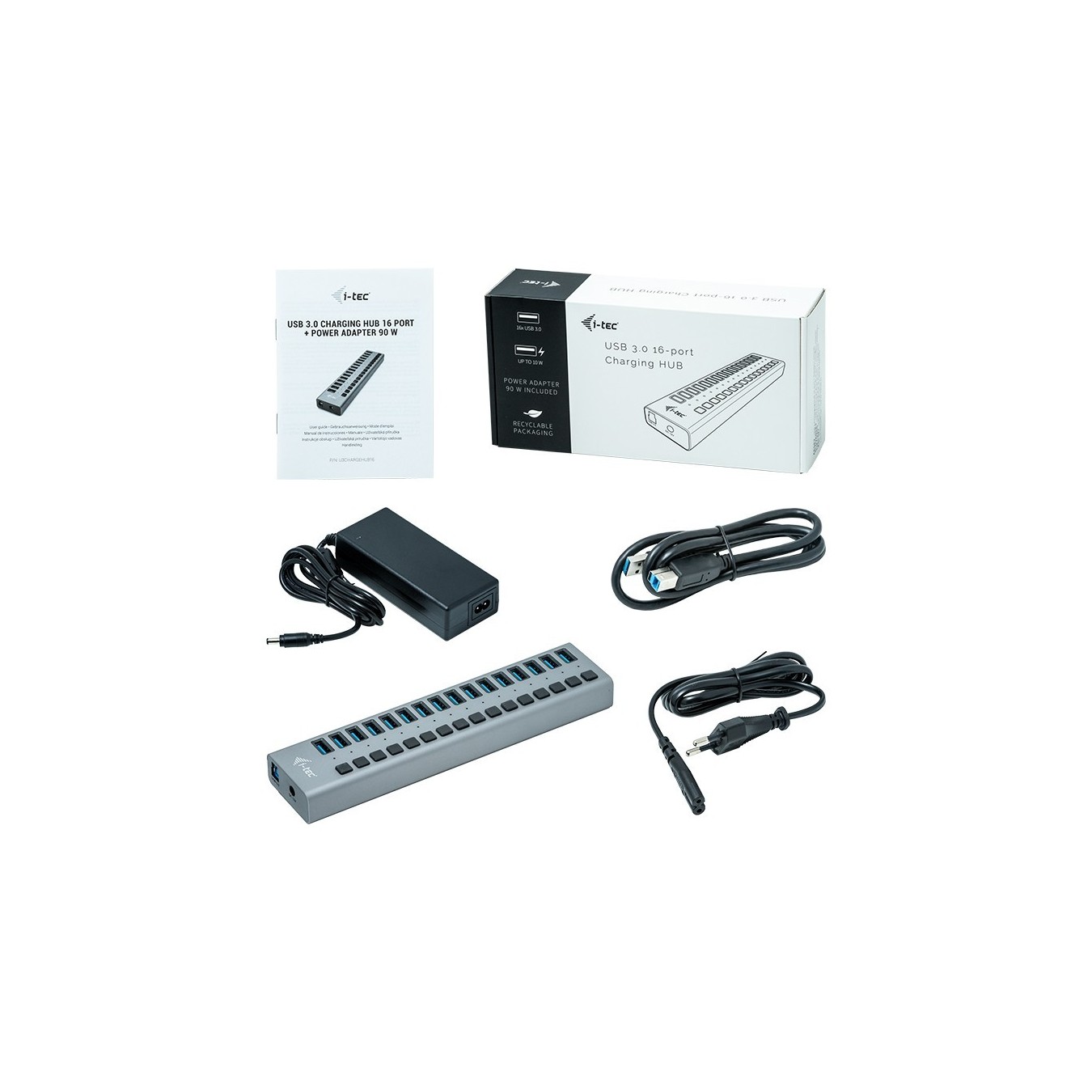 DI-TEC USB 3.0 Hub 16-Port 90W - USB-A Hub, 16 Ports, 90W PD — Buy in Cyprus with Fast Delivery