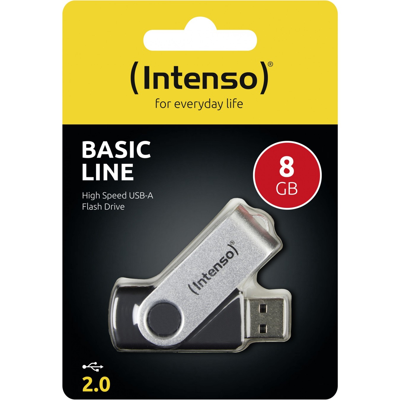 Intenso Basic Line Stick 8GB USB 2.0 - Black & Silver — Buy in Cyprus with Fast Delivery