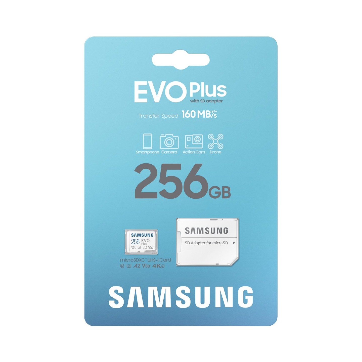 Samsung EVO Plus microSDXC UHS-I U3 - 256GB - with SD Adapter — Buy in Cyprus with Fast Delivery