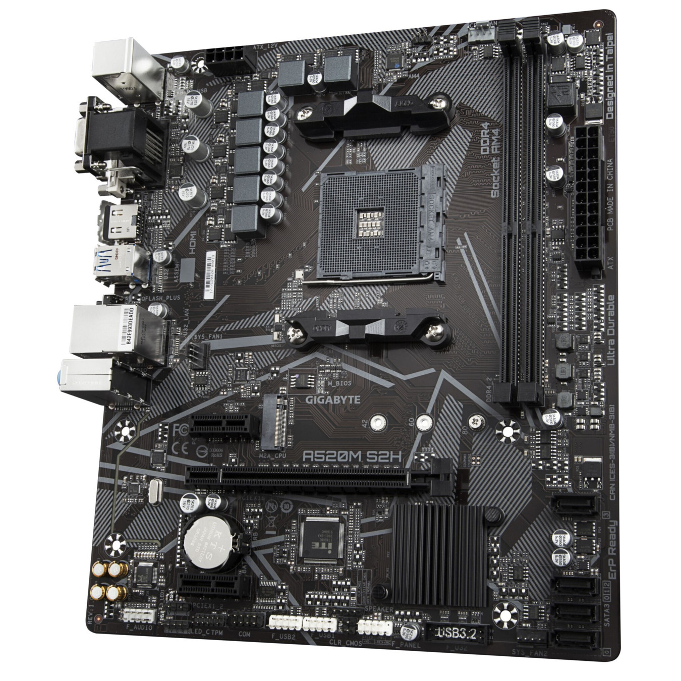 GIGABYTE GA-A520M-S2H - microATX AM4 Motherboard, AMD A520, DDR4, 2x DIMM up to 64GB, PCIe 3.0, HDMI/VGA