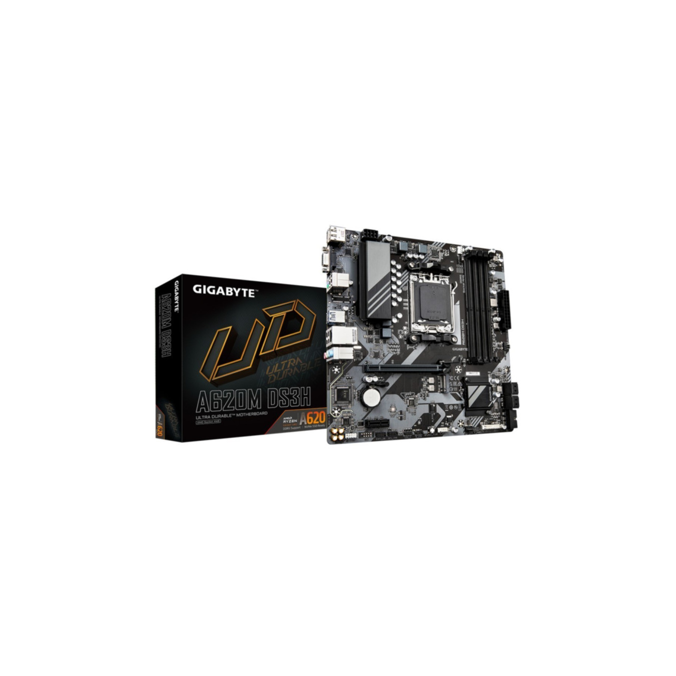 Gigabyte GA-A620M DS3H - AM5 Micro-ATX Motherboard, AMD A620, DDR5 up to 192GB, HDMI 2.1 & DP1.4, Brown